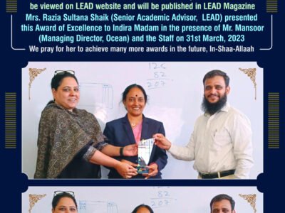 The Zonal Winner of The LEAD Acharya Award 2022-23